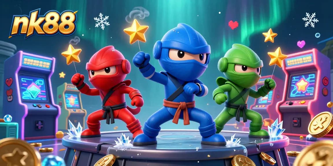 Engage with nk88's thrilling gaming scene featuring chameleons in action and vibrant casino elements.