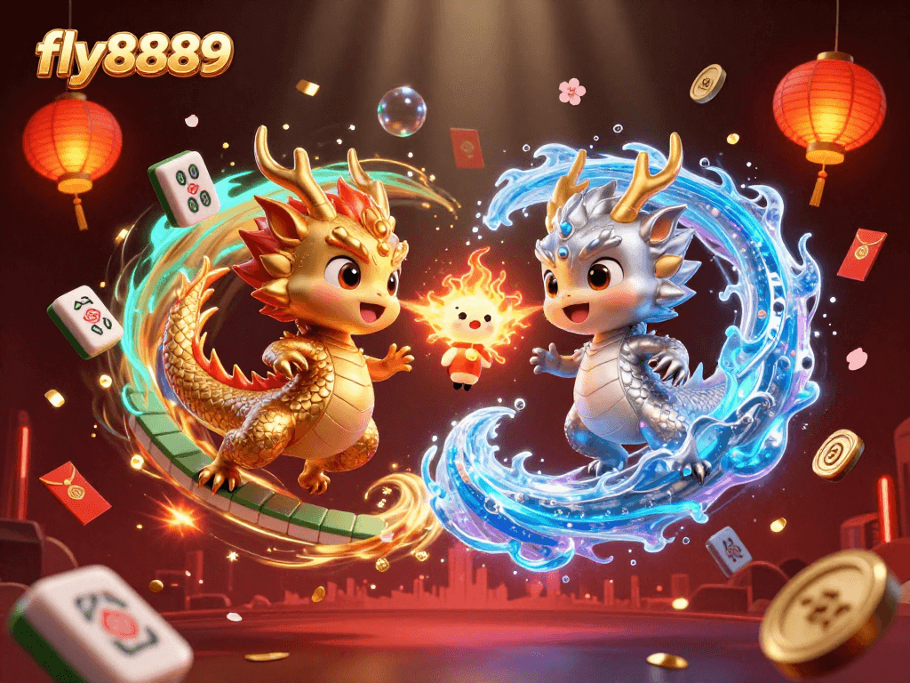 Experience the thrilling dynamics of the fly8889 casino world with 3D dragons and vibrant gaming elements!