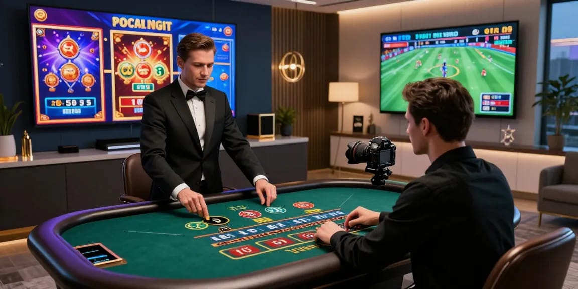 Người chơi tham gia trò chơi live casino tại E2WIN với không gian sang trọng và hiện đại.