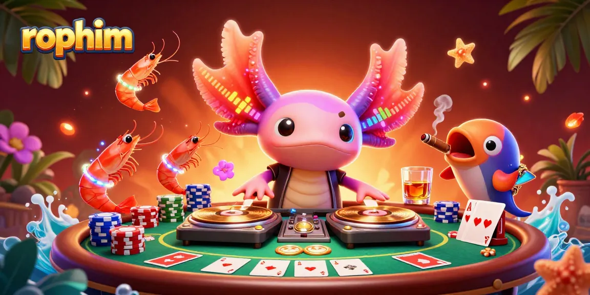 Experience the excitement of rophim with a vibrant casino scene featuring neon characters and colorful poker elements.