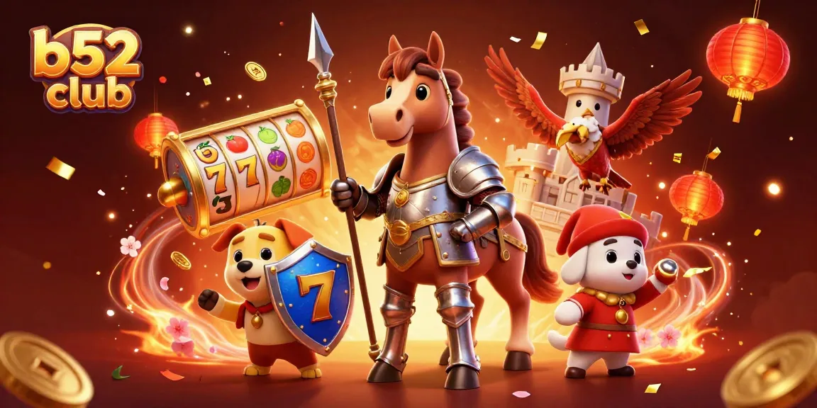 Spin the reels at b52 club with vibrant slot games featuring knights and lucky symbols.