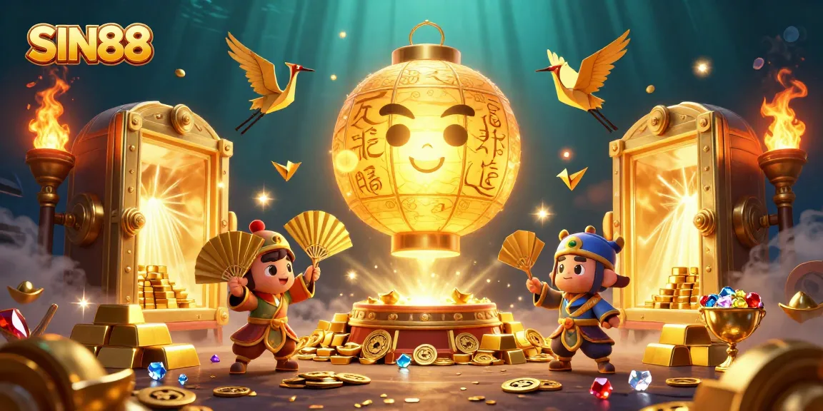 SIN88 players enjoy thrilling wins in an enchanting casino scene with vibrant gold elements.