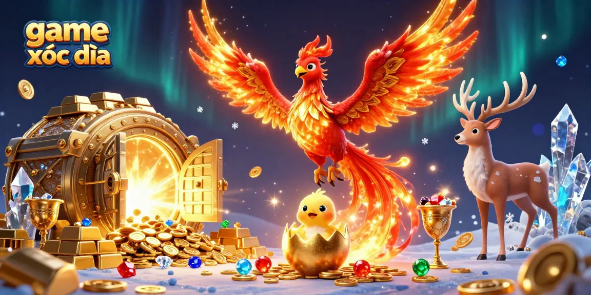 Experience exciting gameplay in game xóc đĩa with stunning visuals of phoenix and treasure.