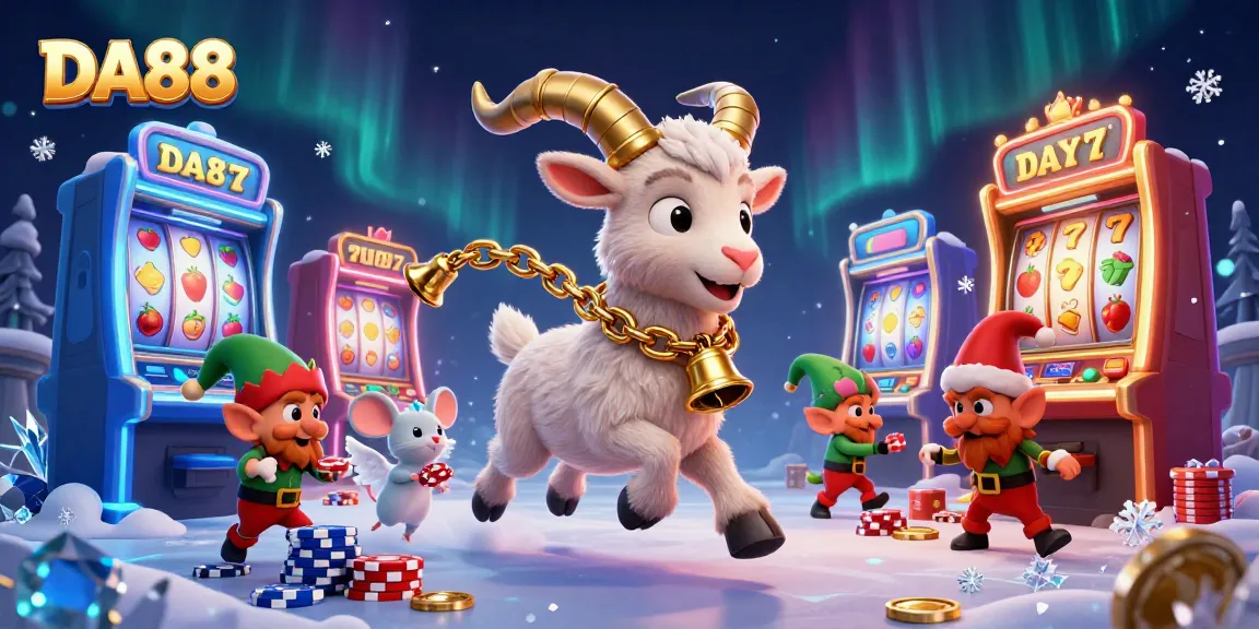 Experience thrilling gameplay at DA88 with lively casino characters amidst colorful slot machines.