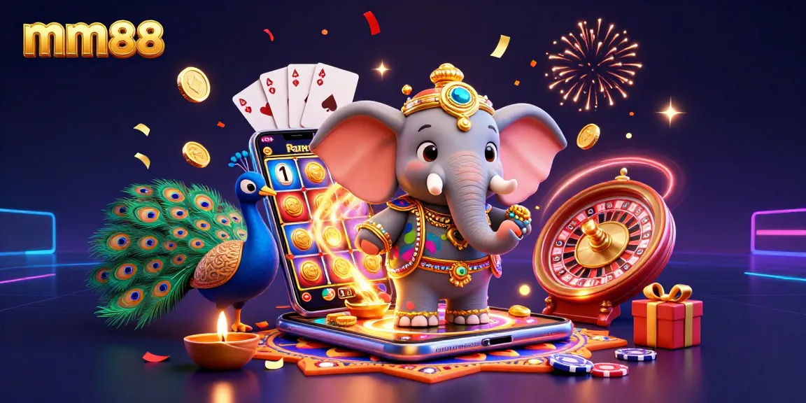 Engage in thrilling mm88 slot games with a vibrant 3D illustration featuring magical elements and rich decorations.