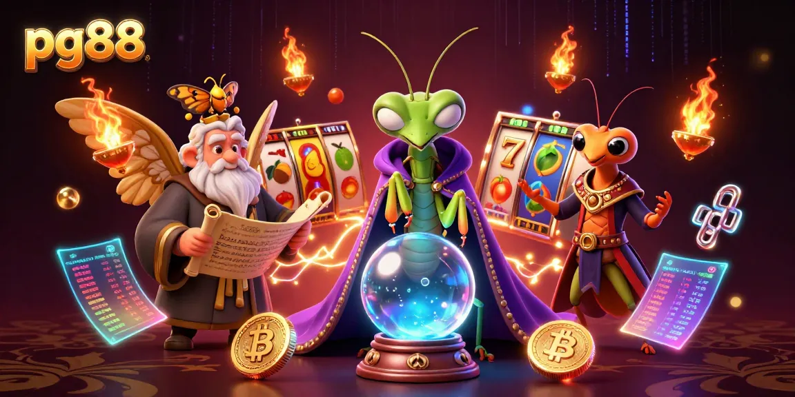 Engage with pg88's exciting slot games featuring a mystical fortune teller and vibrant casino elements.