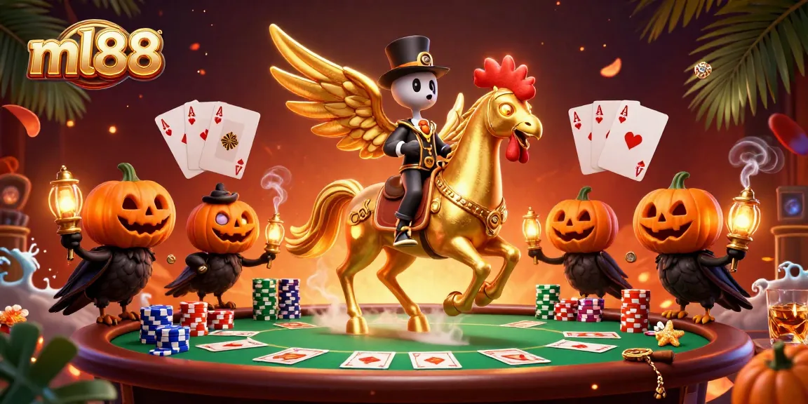 Engage in thrilling gameplay at ml88 with a vibrant midnight casino scene featuring poker elements.