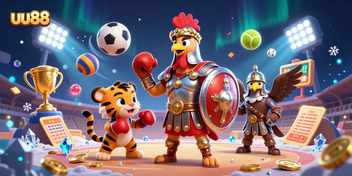 Engage with thrilling sports betting at uu88 featuring dynamic elements and lively characters in a vibrant 3D scene.