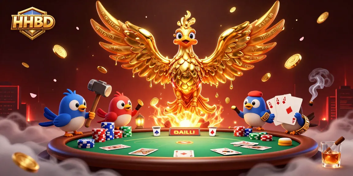 Win big with HHBD in this vibrant casino scene featuring a molten gold phoenix.