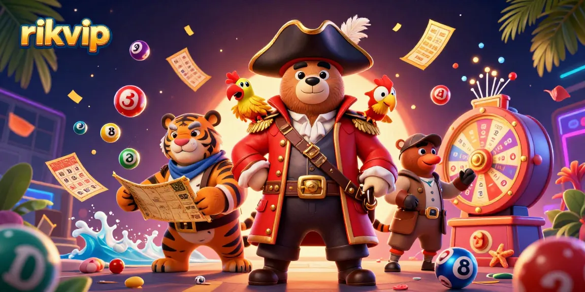 Play exciting games on rikvip with numbered lottery balls, a treasure map, and vibrant prizes.
