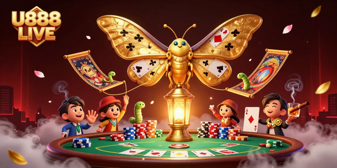 Experience the excitement of U888 LIVE with a vibrant 3D casino scene showcasing poker and rich visuals.