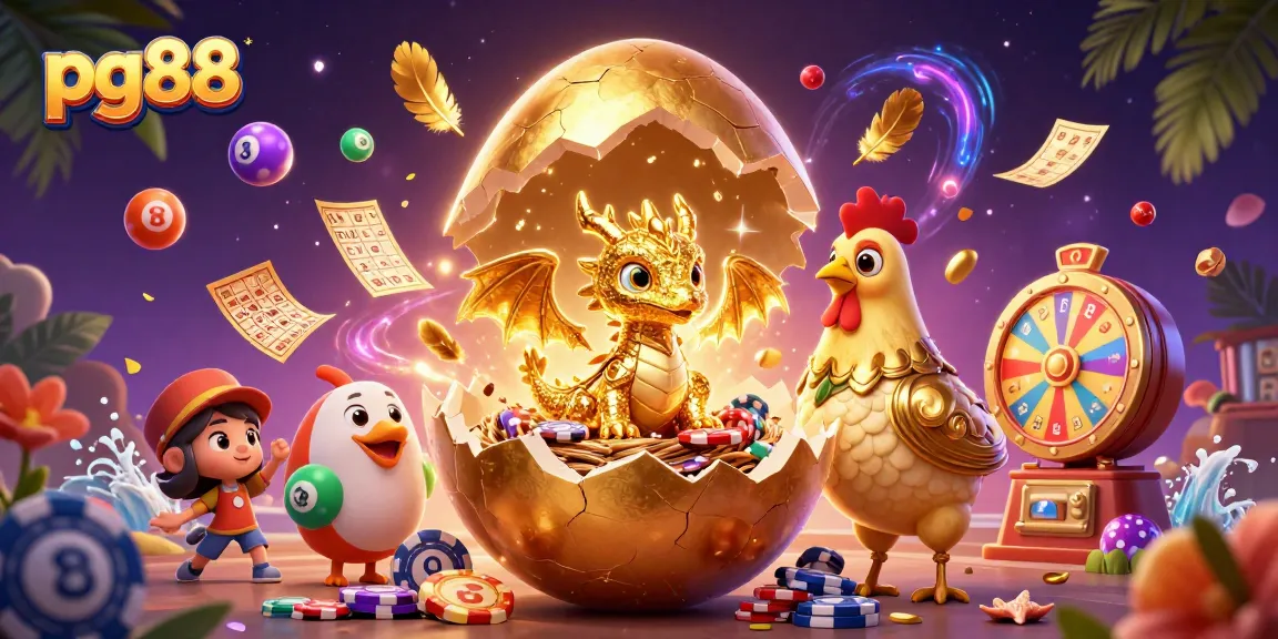Experience excitement with pg88's golden dragon and poker chips in a vibrant, dynamic casino scene.
