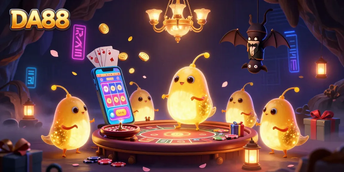 Experience thrilling gameplay at DA88 with glowworms illuminating a vibrant cave casino filled with action!