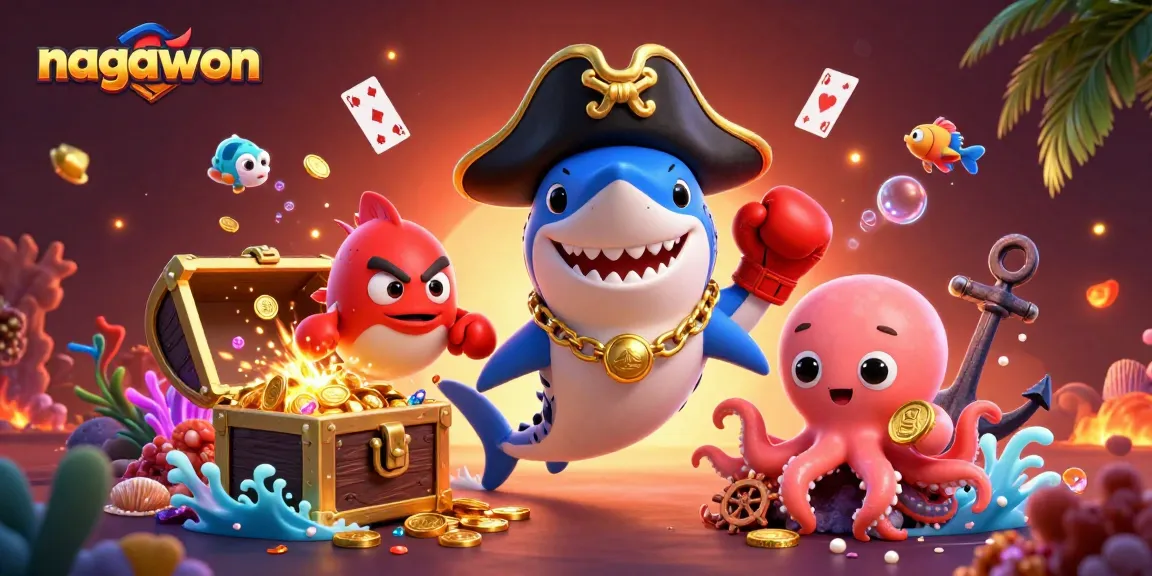 Join the adventure with nagawon, featuring vibrant characters and gambling elements in a thrilling underwater scene.