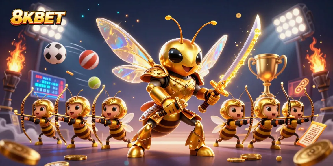 Engage in thrilling sports betting at 8KBET with immersive visuals of iconic casino elements.