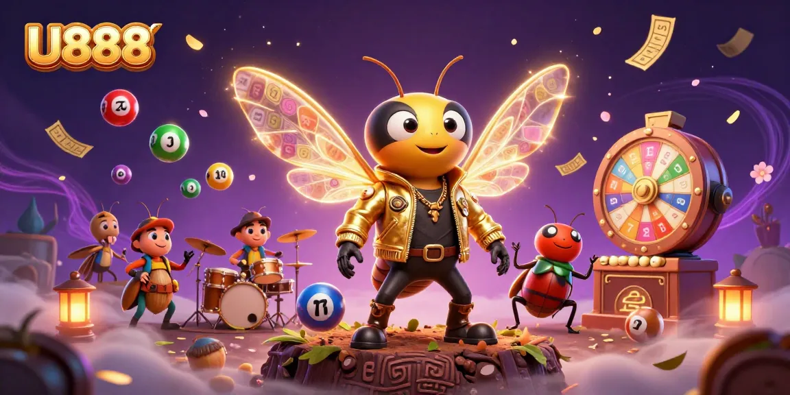 Experience thrilling gameplay at U888 with a vibrant 3D casino illustration featuring dynamic elements.