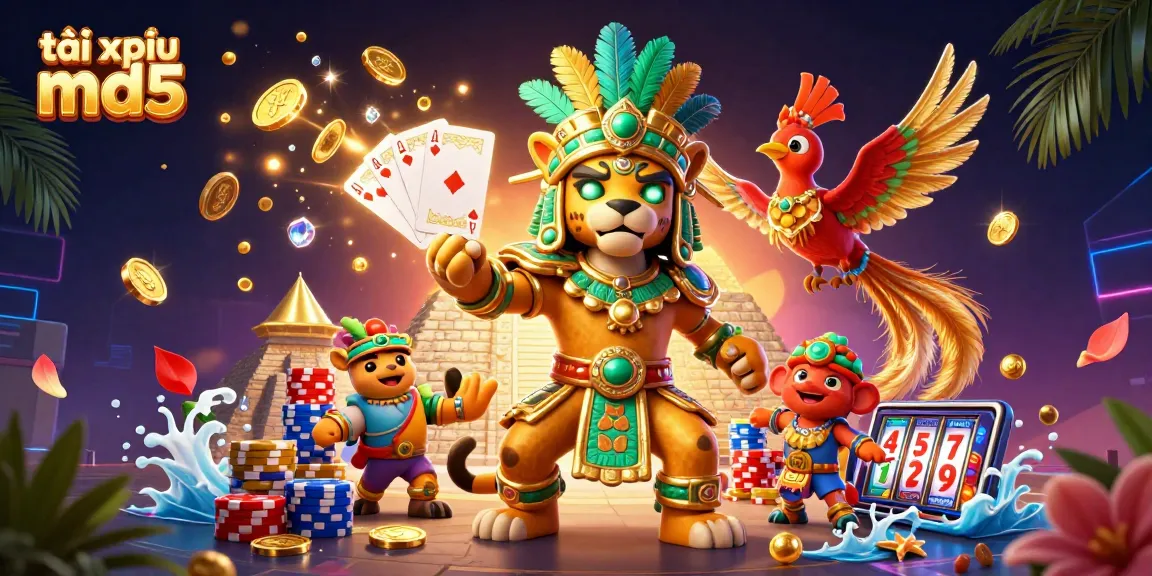 Engage with tài xỉu md5 in this vibrant 3D casino scene filled with dynamic game elements and rich details.