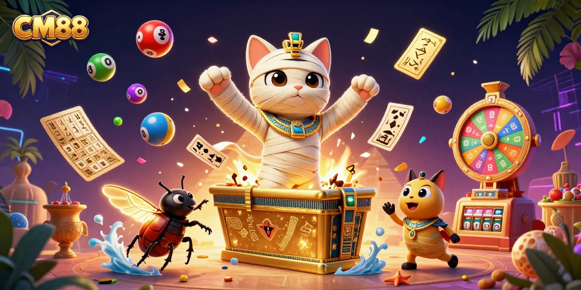Play exciting games at CM88 with a vibrant pyramid casino atmosphere and captivating characters.