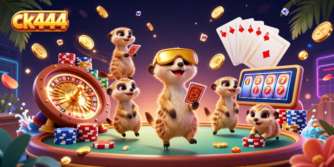 Engage with ck444's lively casino scene featuring meerkats in action, winning jackpots and excitement.