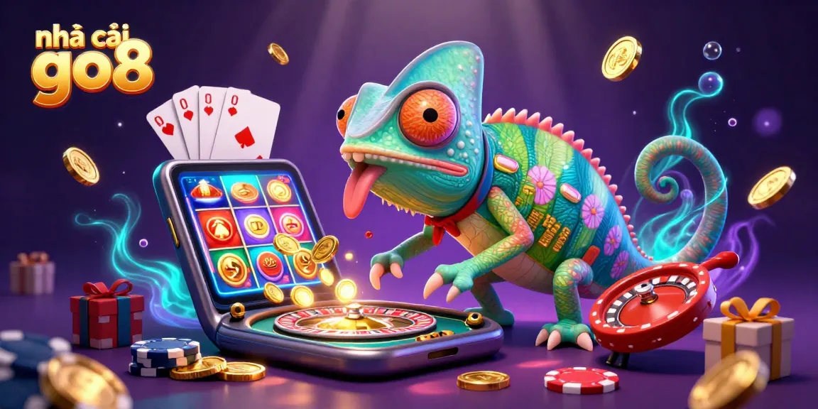 Experience the excitement with nhà cái go8, where golden coins fly in a vibrant casino scene!
