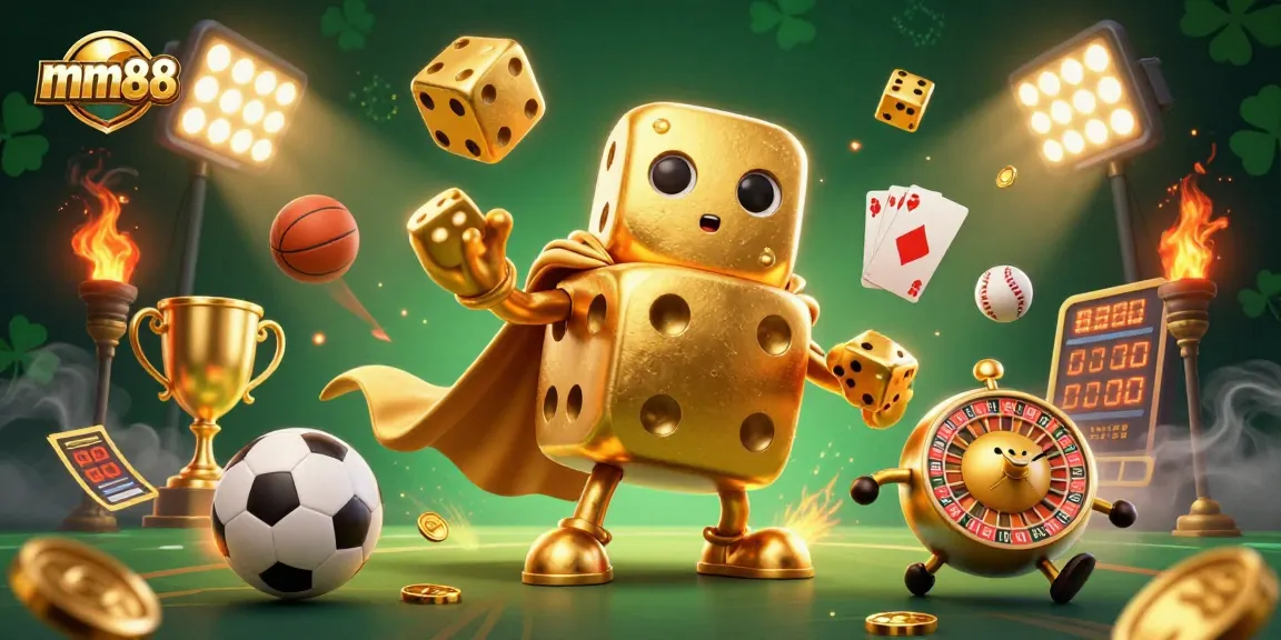 Win big with mm88 at a vibrant online casino scene featuring dynamic gaming elements.
