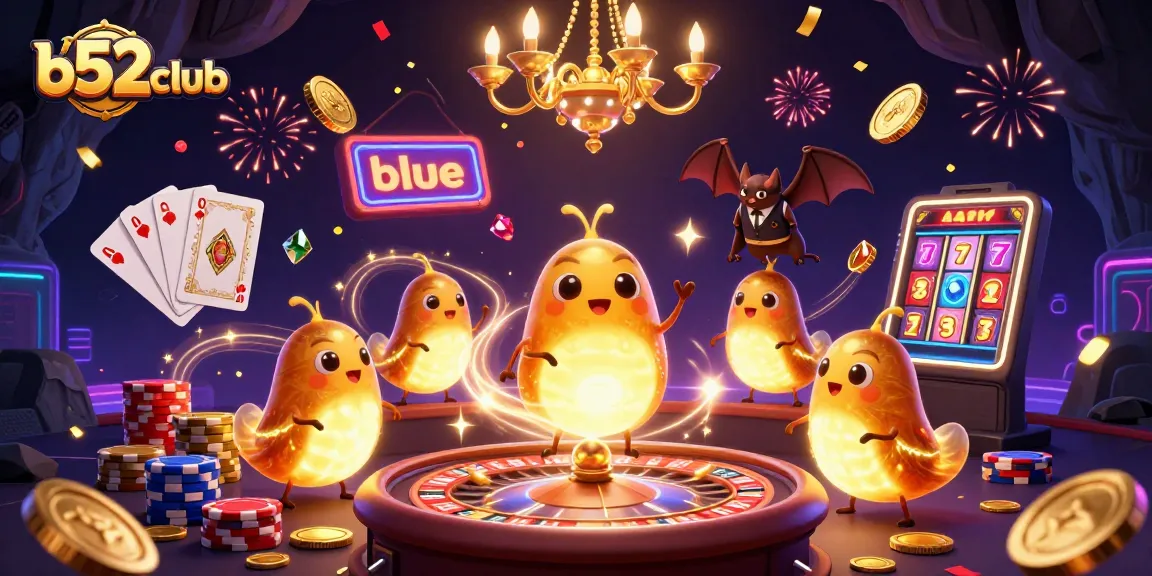 B52Club immerses players in vibrant gaming with dazzling glowworms lighting the casino scene.