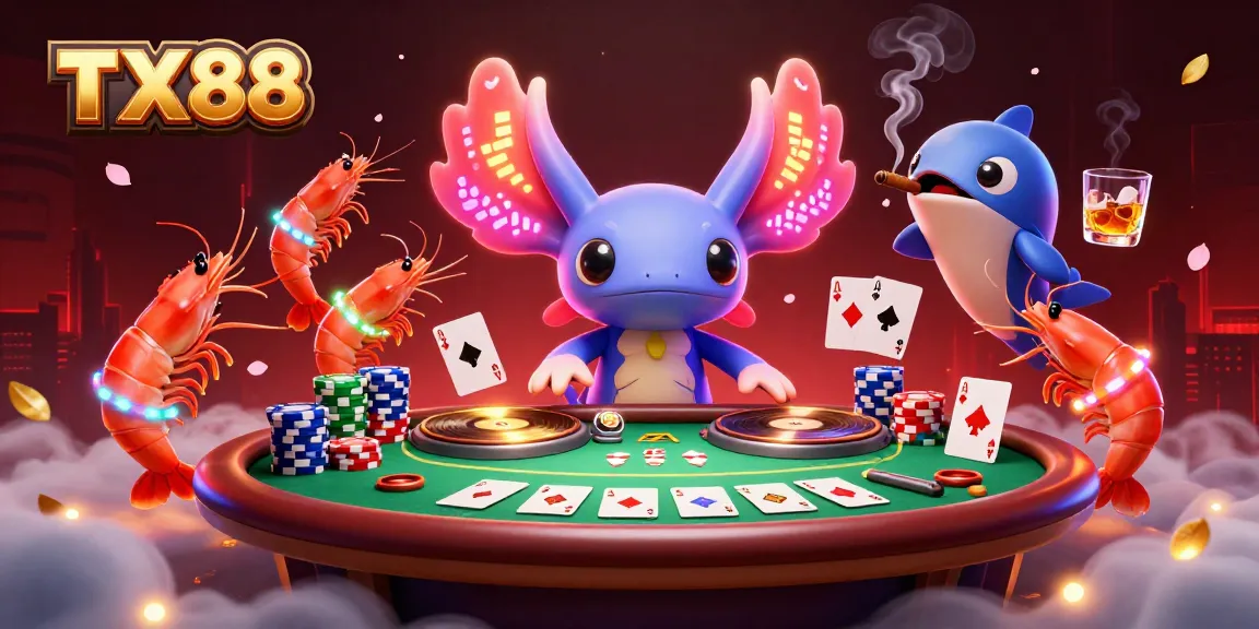 Experience vibrant casino excitement with TX88's undersea colorful gaming scene featuring a party atmosphere.
