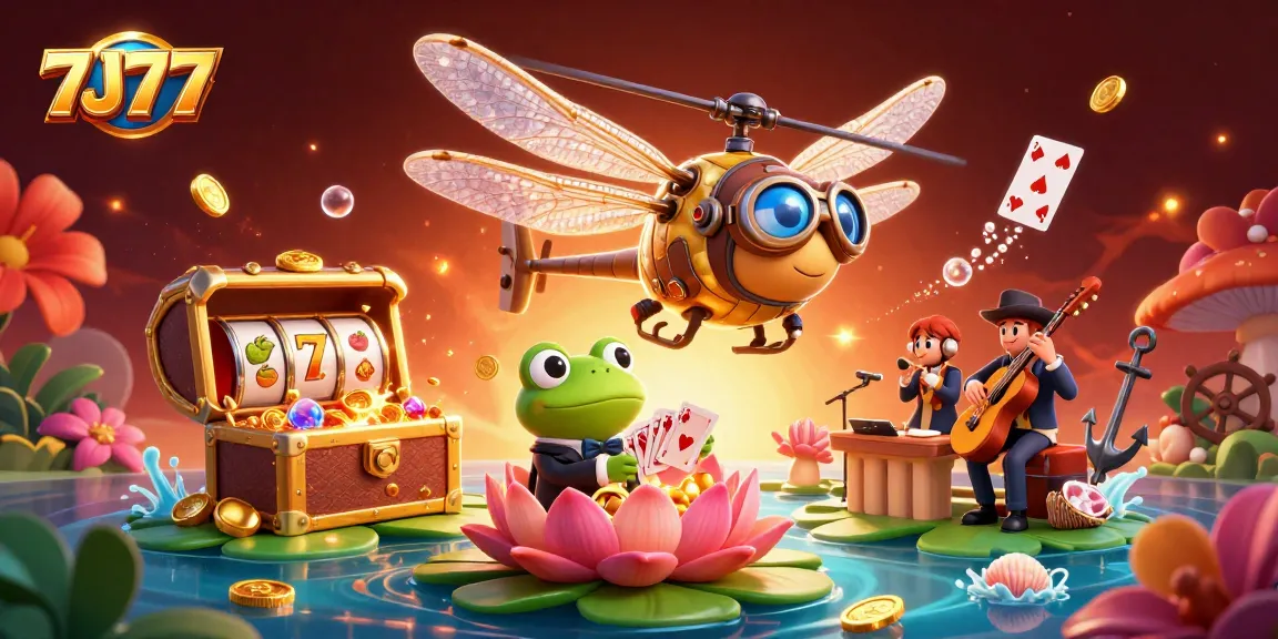 Engage in exciting gaming at 7J77 with a vibrant underwater casino scene featuring slot gameplay.