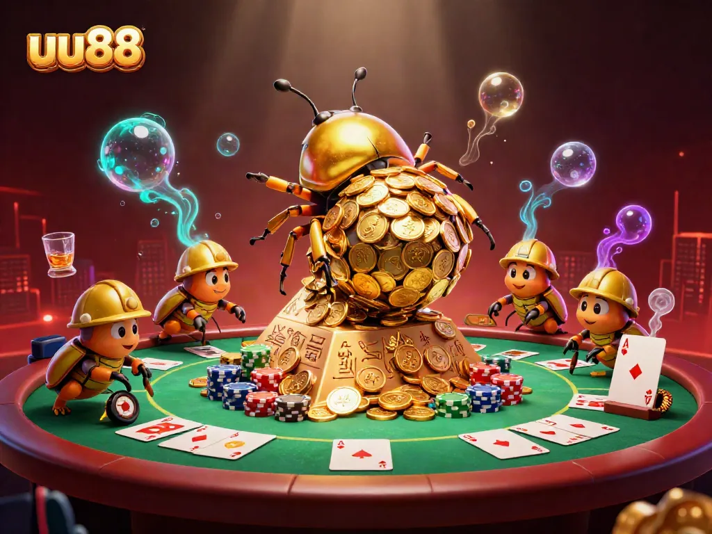 Enjoy thrilling casino action at uu88 with vibrant golden coins and poker games.