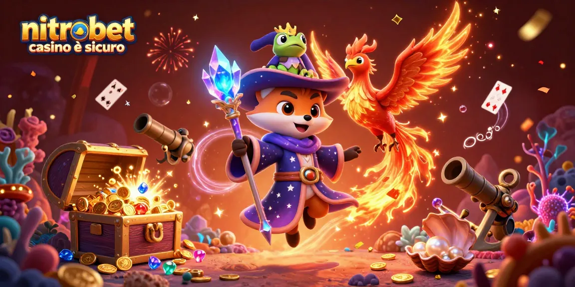 Immagine di un'illustrazione 3D di NitroBet Casino è sicuro con giochi e personaggi fantastici in un ambiente magico.