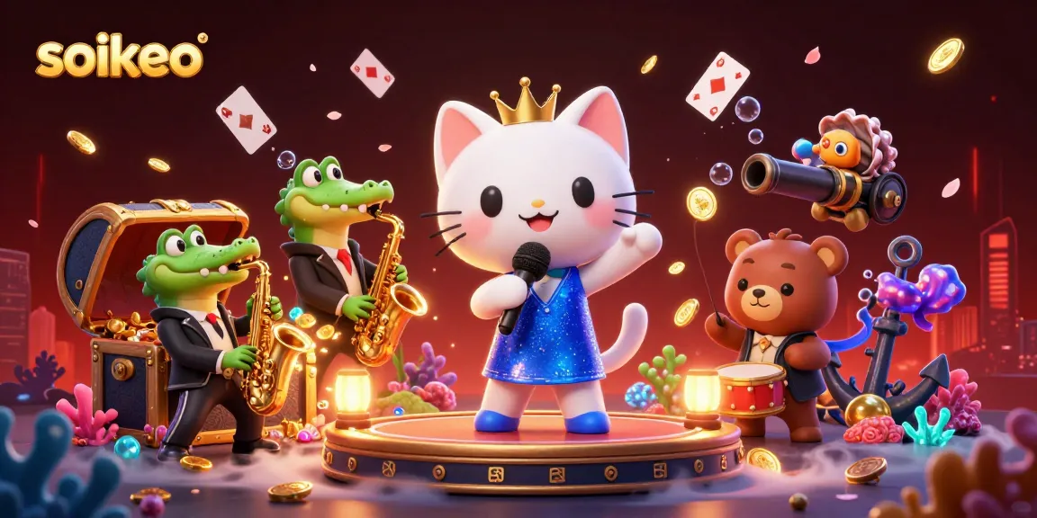 Engage with soikeo's vibrant 3D casino-themed illustration showcasing characters and gambling elements.