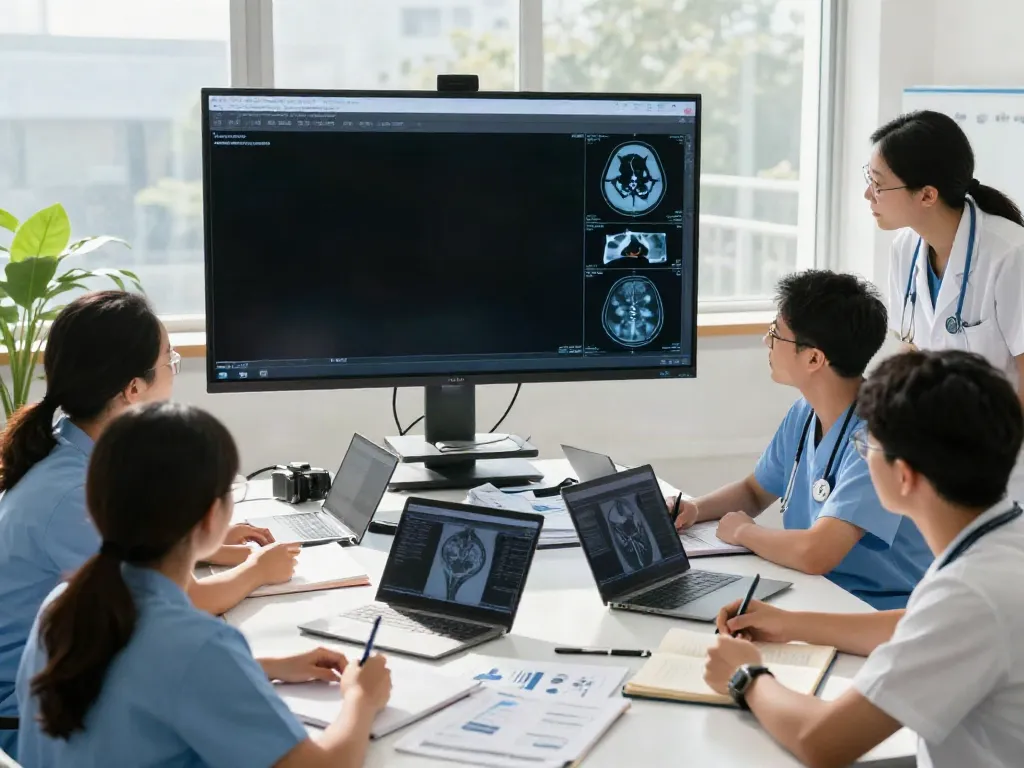 ROKOK88 login showcased in a modern learning environment with professionals discussing CT Scan and MRI techniques.