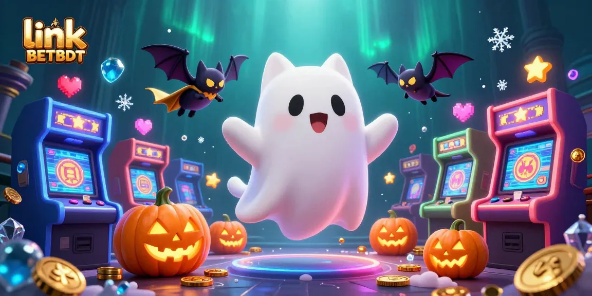 Experience the thrill of link BETBDT with a friendly ghost cat and vibrant casino elements.