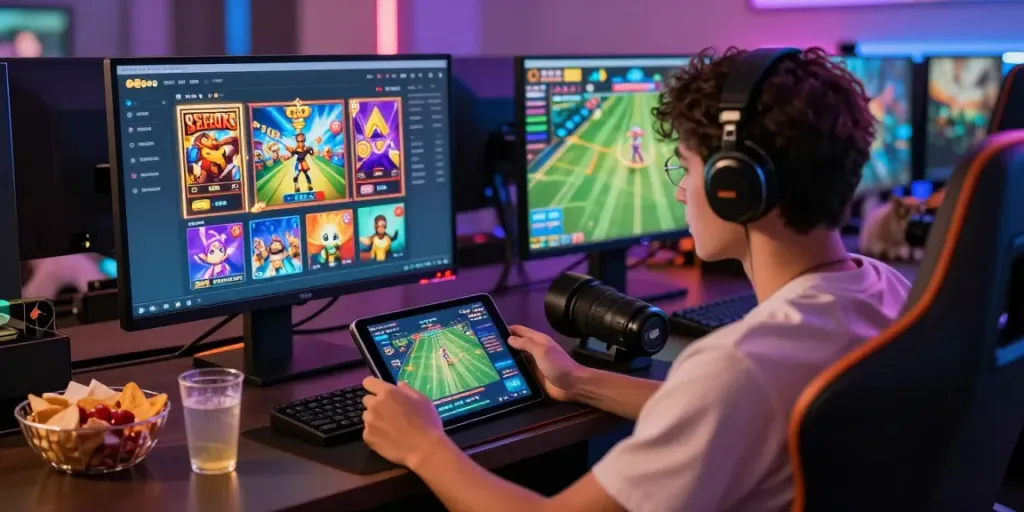 Engaging user gaming on EE88 platform with vibrant graphics and modern environment