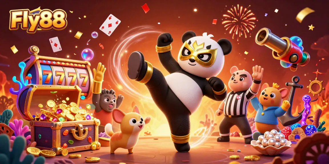 Experience the thrill of winning at Fly88 with a vibrant 3D illustration showcasing exciting gaming action.