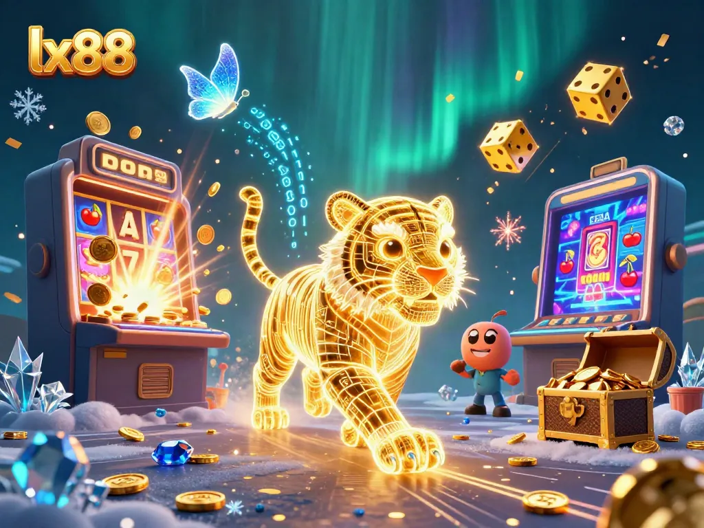 Experience captivating gaming thrills at lx88 with an explosive jackpot from a slot machine surrounded by dazzling game elements.