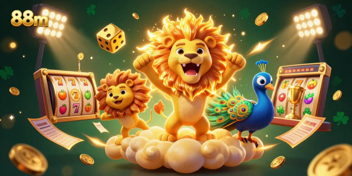 Bet on 88m with vibrant symbols of luck, showcasing lively online casino excitement and engaging gameplay.