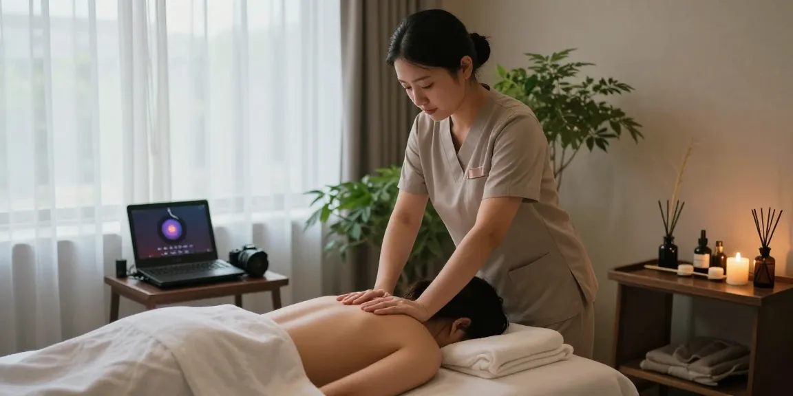 Relaxing 화성출장마사지 session in a tranquil spa environment with soothing decor and calming atmosphere.